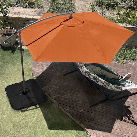 Pure Garden 10 Ft Offset Umbrella with Square Base, Terracotta 50-LG1055B